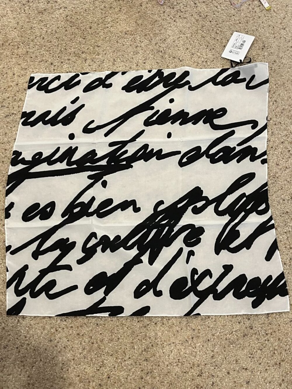 NWT Balmain "Love Letter" Print Scarf 25"x25"